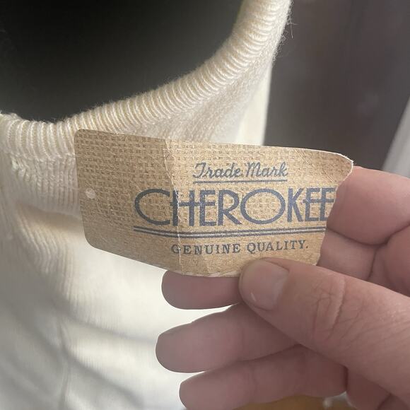 NWT Cherokee Womens Cream Vanilla LARGE Knit Sweater Vest 100% Cotton Vintage - Picture 7 of 15